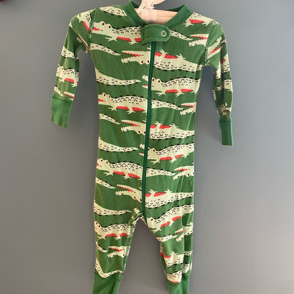 Green Crocodile Print Baby One-Piece Pajamas